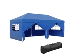 Gazebo Dobrável para Jardim, 3 X 6 M, com 6 Painéis Laterais, Inclui Bolsa de Transporte, Azul. ESSÊNCIACASA