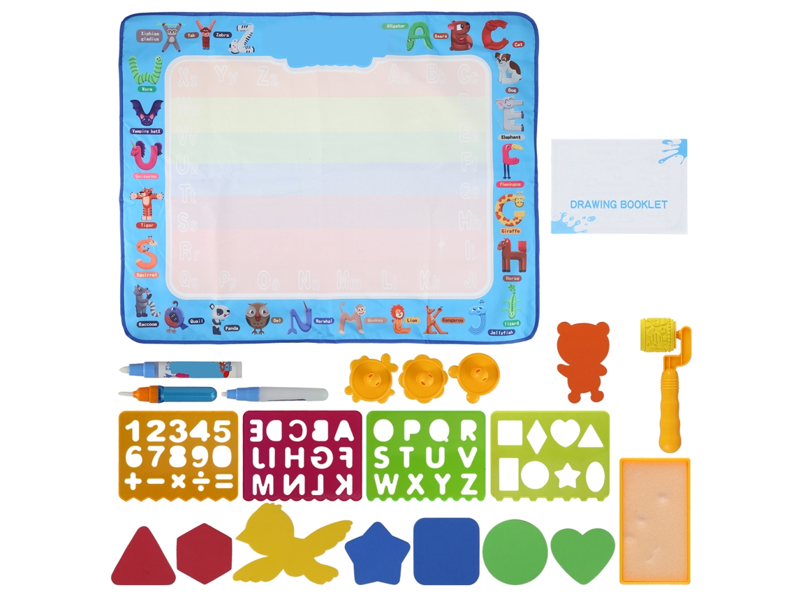 Rebe-alfombra Para Colorir Com Água Para Crianças Padrão De Animais Comicos 100x80cm Brinquedo Educativo