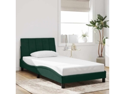 Vidaxl Estrutura De Cama Sem Colchão Hanko 100x200 Cm Veludo Verde-escuro