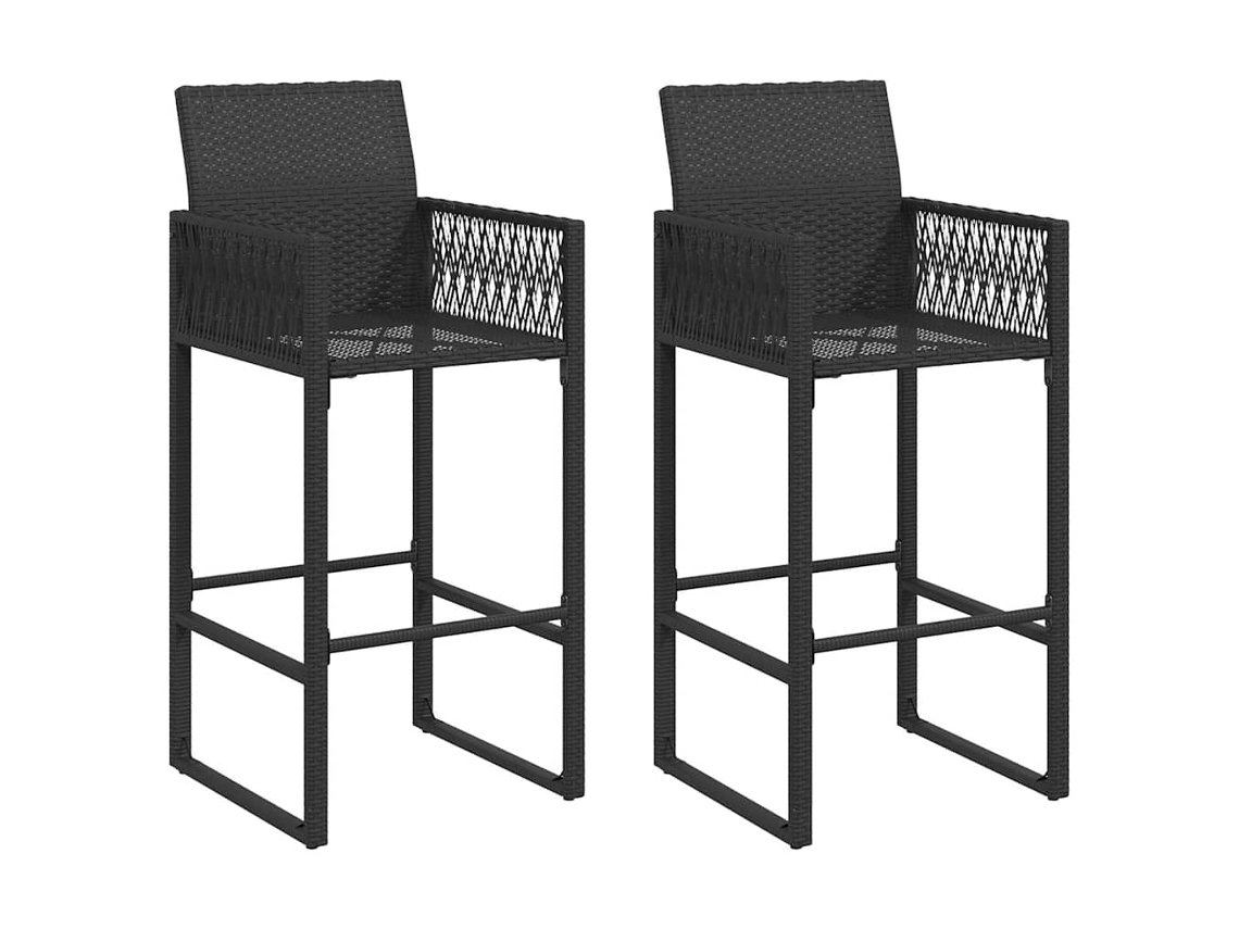Bancos de bar para jardim, 2 peças, Vime Pe Preto, Maison Exclusive