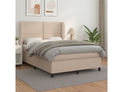 Cama Com Molas/colchão 140x200 Cm Couro Artificial Cappuccino