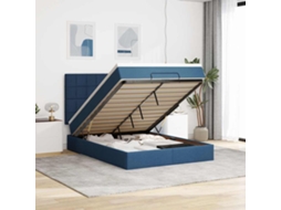 Vidaxl Estrutura De Cama Otomana Com Colchão Tecido Azul 140x200cm