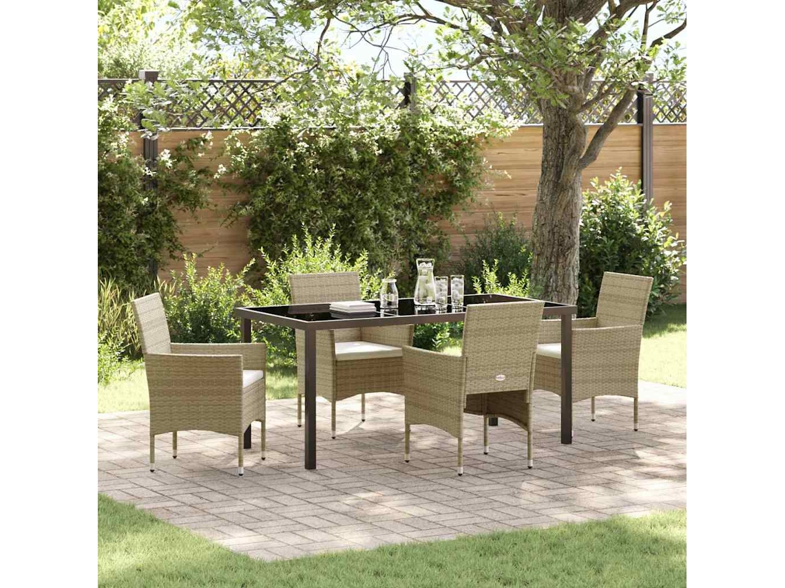 Vidaxl Conjunto De Jantar Para Jardim 5 Unid. Bege Vime Pe