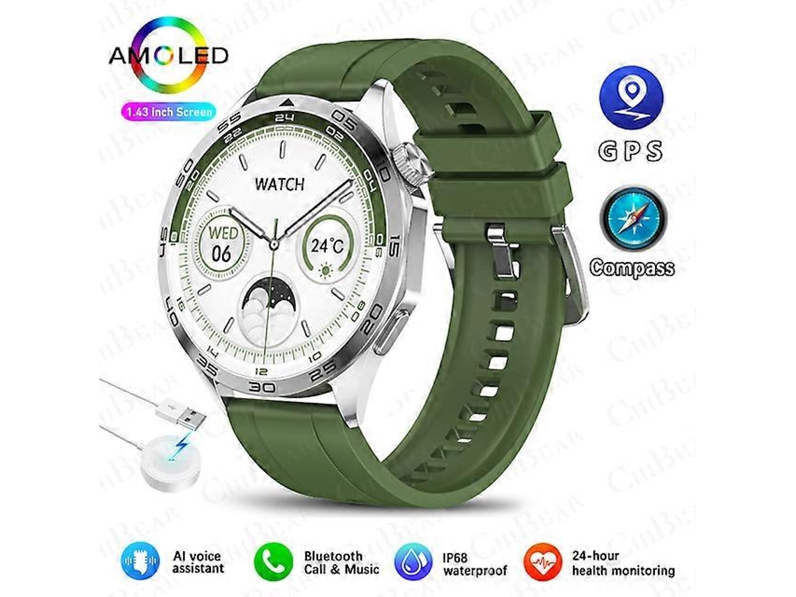 Relógio inteligente 4 GPS para adultos, tela HD de 1,43 polegadas 466466, display sempre ativo, chamadas Bluetooth, Ly Ebike Smartwatch para Android e iOS