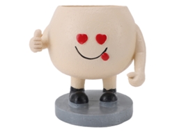 Vaso de Resina para Suculentas Cute com Figura Sorridente e Polegar Erguido | S/MARCA