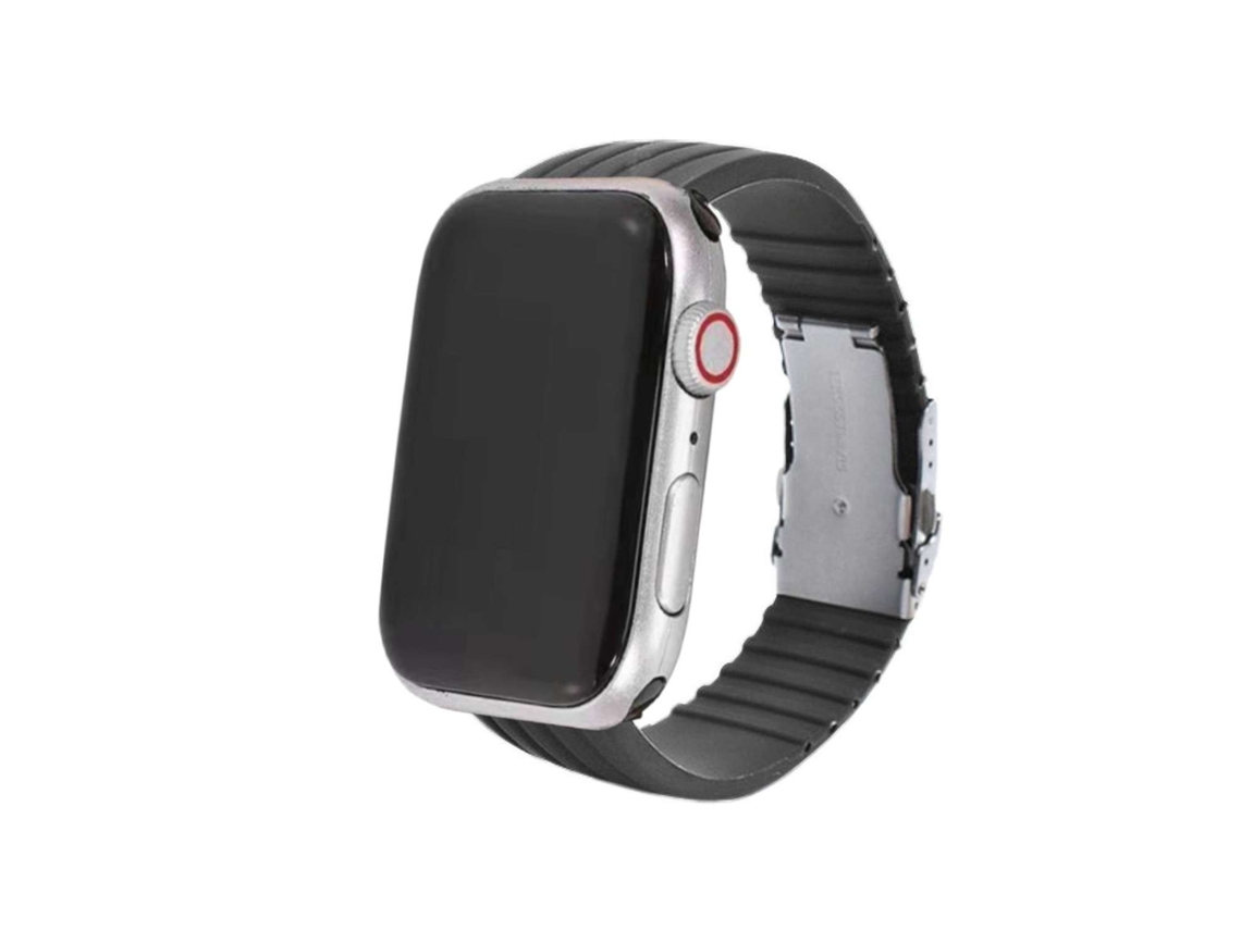 Bracelete Silicone Stripe Adaptável Apple Watch Series 7 45Mm Cinzento