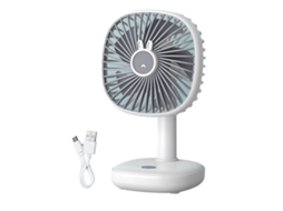 Ventilador de Mesa Usb Recarregável com Luz Noturna Branco