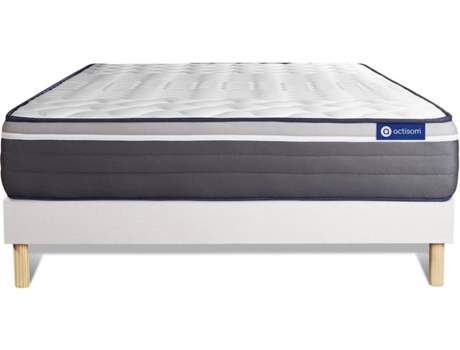 Conjunto de Estrado Branco + Colchão  Actimemo Plus (180x210 cm - Espuma Viscoelástica)