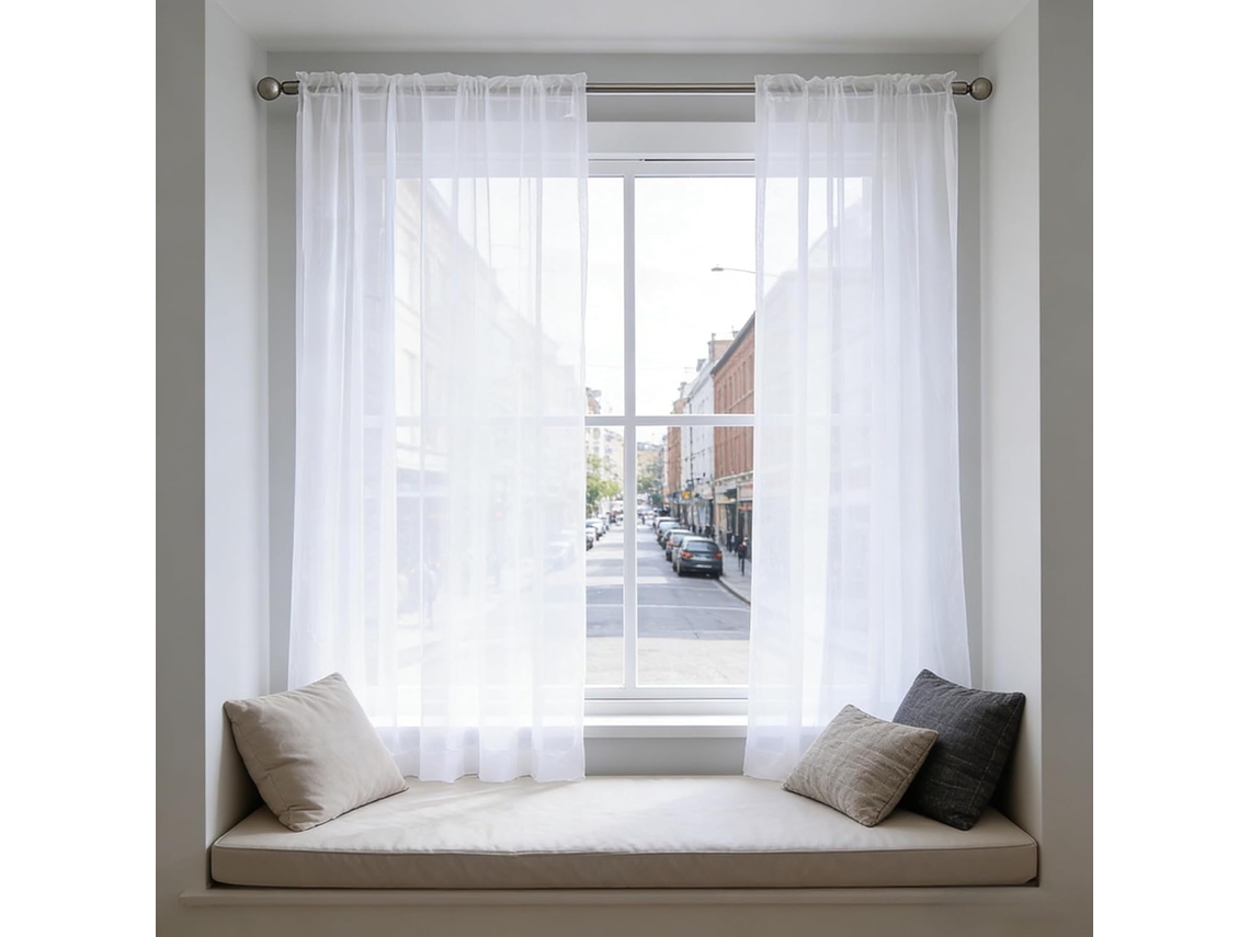 Cortinas Translúcidas 75 X 100 Cm, Filtram A Luz Solar, Protegem A Privacidade Cortina