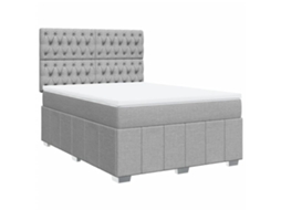 Cama com Molas e Colchão Tecido Cinzento Claro MAISON EXCLUSIVE (140x200 cm)