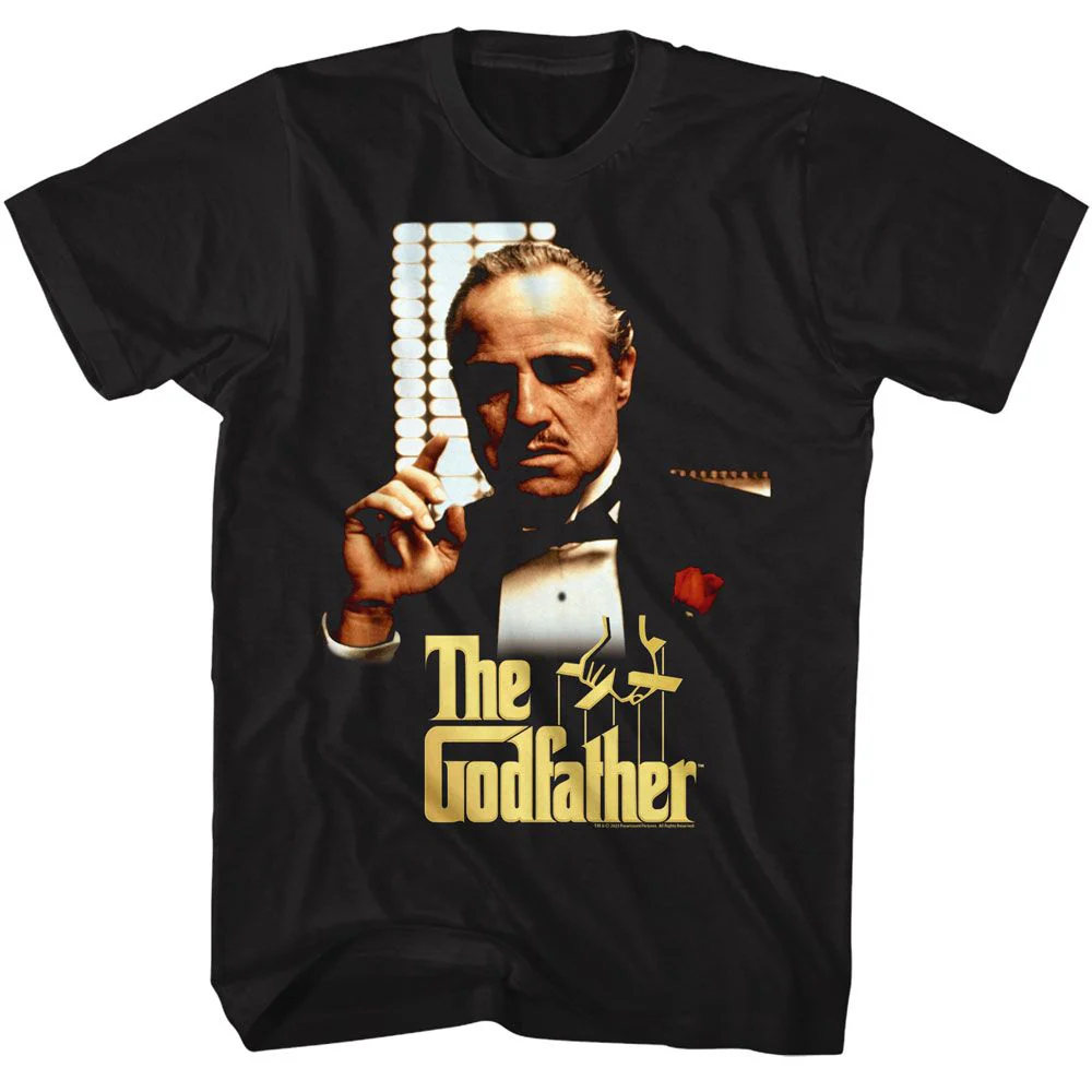 Unisex Adult T-shirt Rockinstone Godfather Movie Gold Logo Point Black Sizem