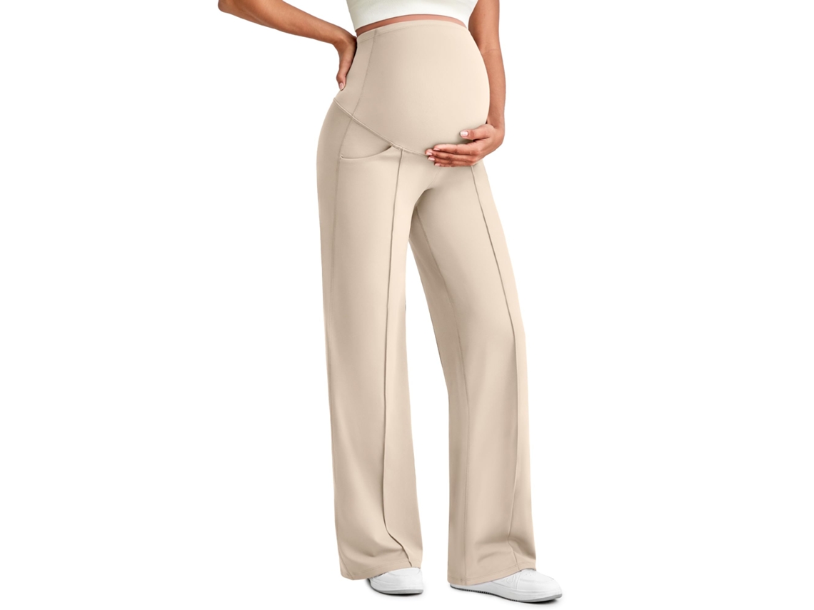 Calça de Ioga para Gestantes com Bolso na Barriga, Calça Elástica para Trabalho/casual, L. PANOONA
