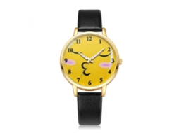 Reloj De Pulsera Analógico De Cuarzo Con Correa Pu Y Caja De Aleación Ivpai Negro