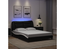 Vidaxl Estrutura De Cama Com Led Sem Colchão Hvar 140x190cm Preto/branco