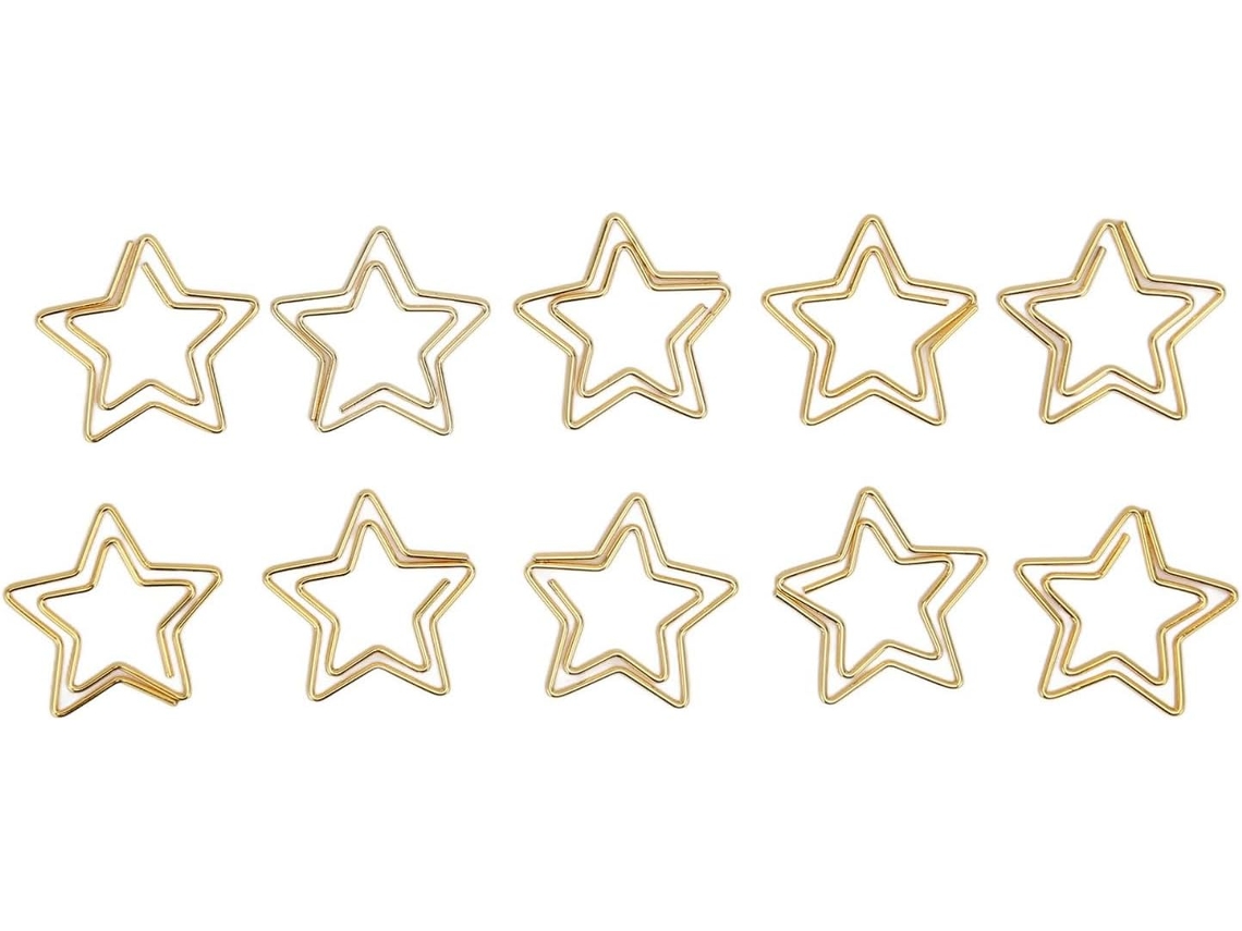 Clips de papel Chiciris Gold Star, macios, antiderrapantes, resistentes à corrosão, para mesa e escola, 100 unidades.