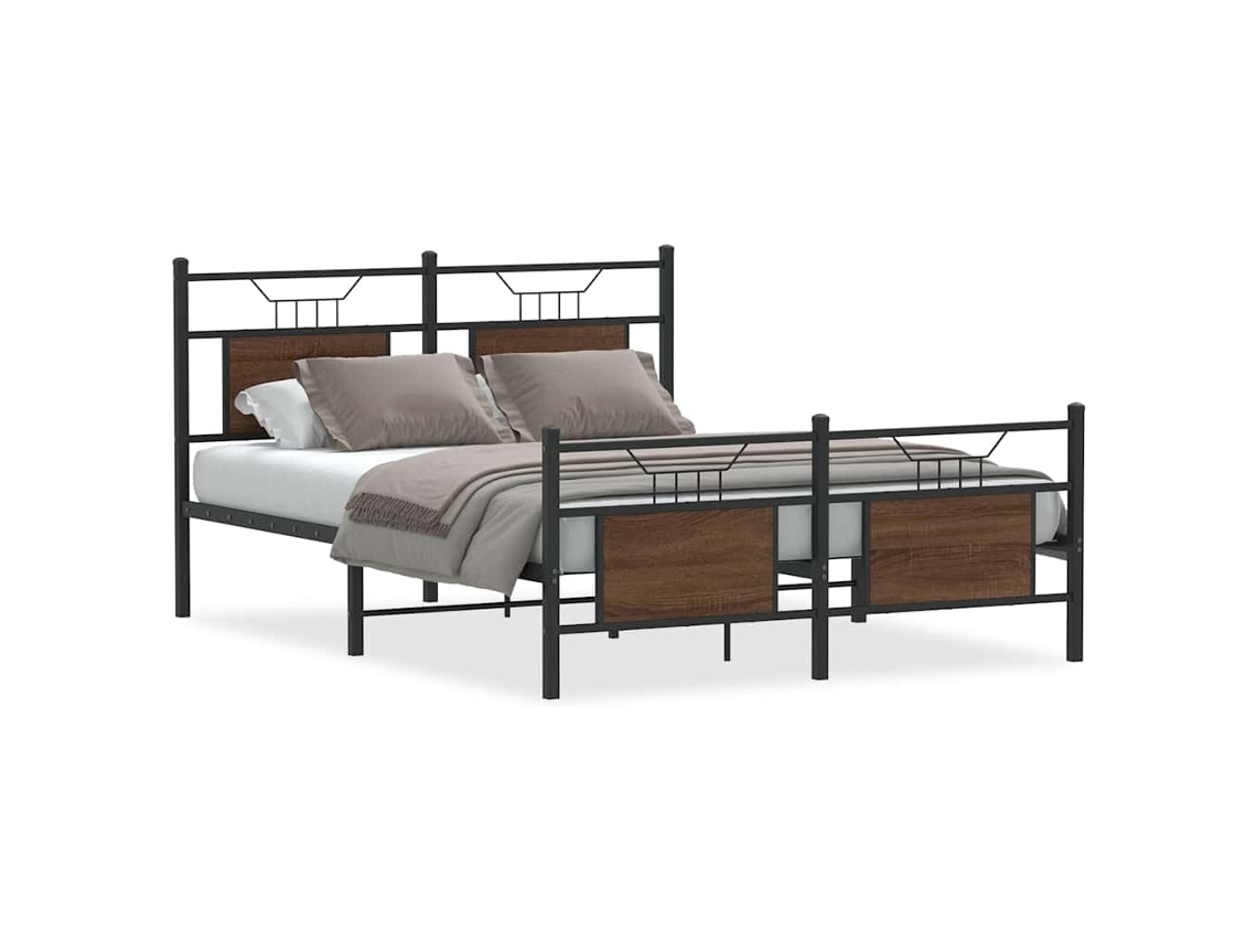 Bed Frame, Bed Frames Vidaxl Marrom Madeira Processada (140 X 200 Cm)