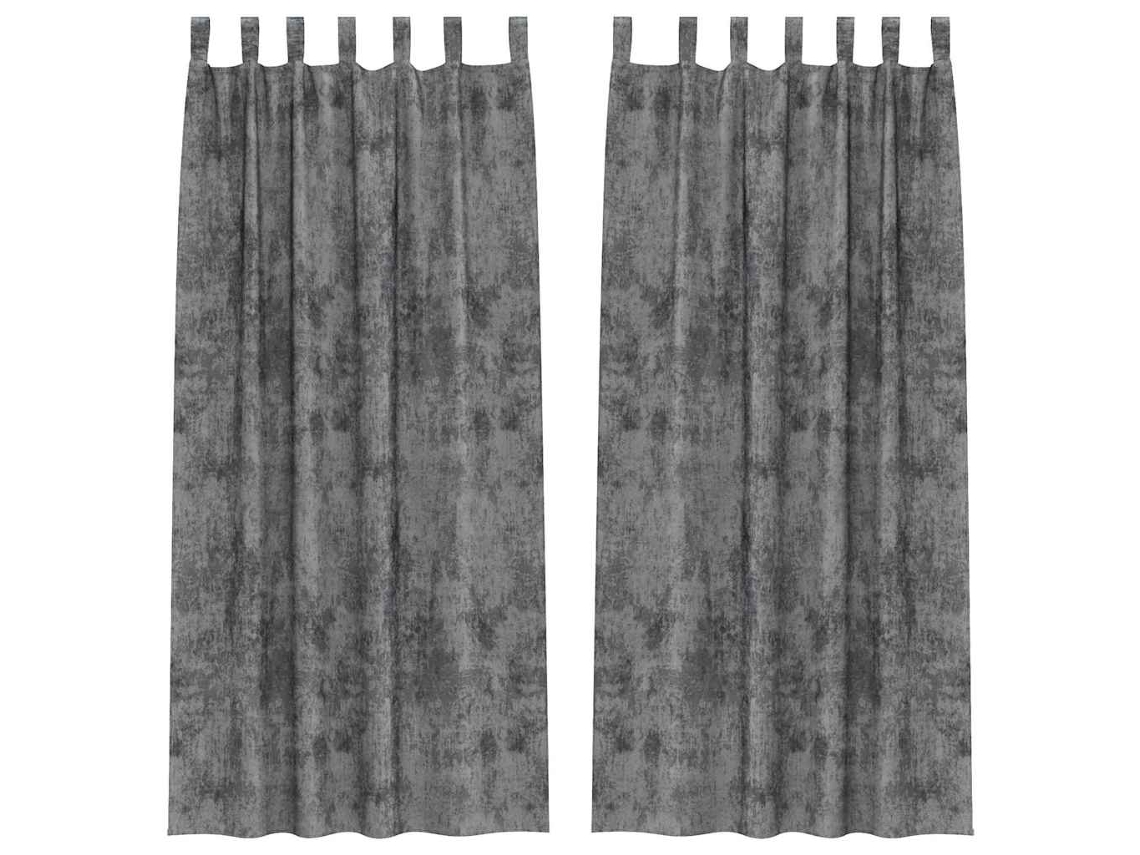 Conjunto 2 Cortinas De Veludo Vidaxl Cinzento Veludo (260 X 140 Cm)