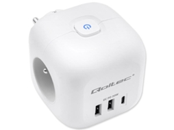 Extensão Elétrica QOLTEC com 3 Tomadas, 2 Usb e 1 Usb c