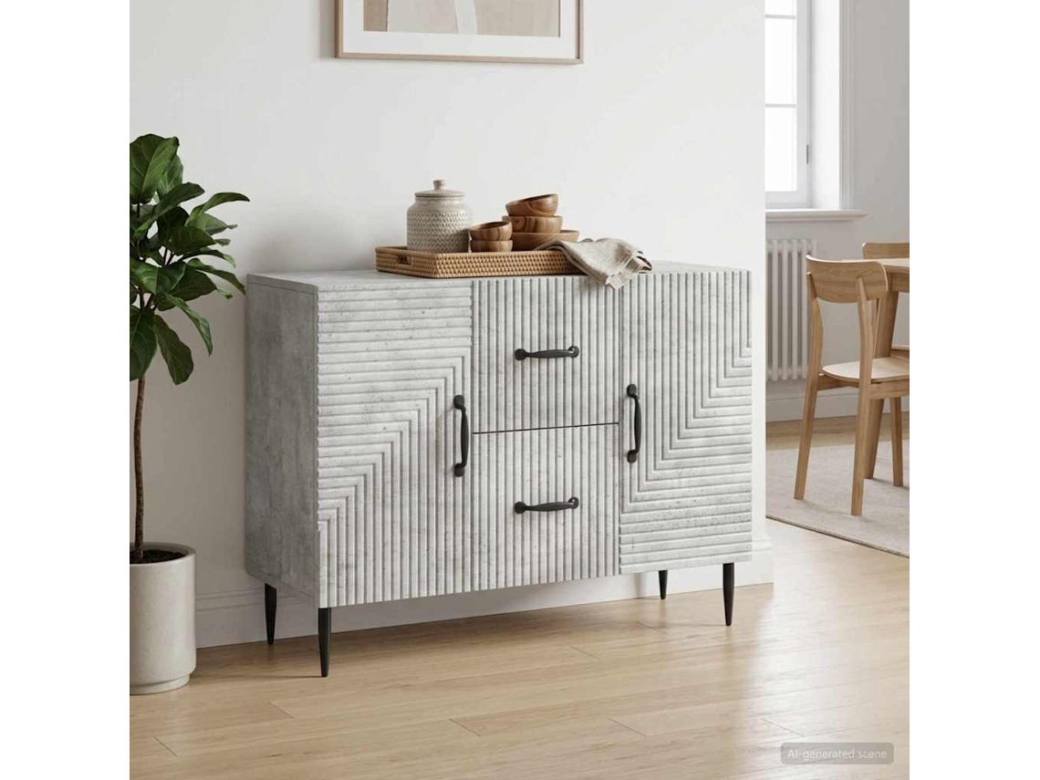Vidaxl Buffet Cinzento Cimento 89 X 34,5 X 60 Cm Derivados De Madeira