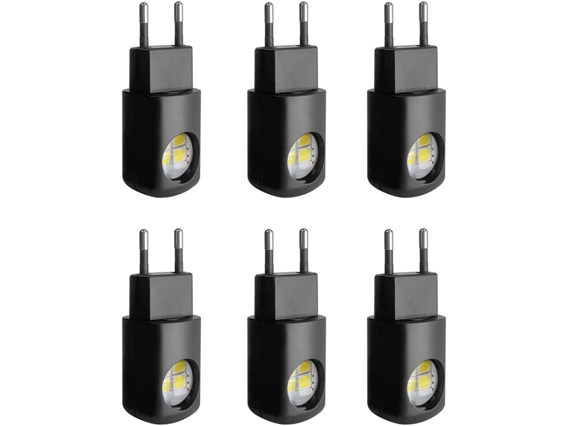 Conjunto De 6 Luzes Noturnas Led, Luminárias Parede Com Plugue, Luz