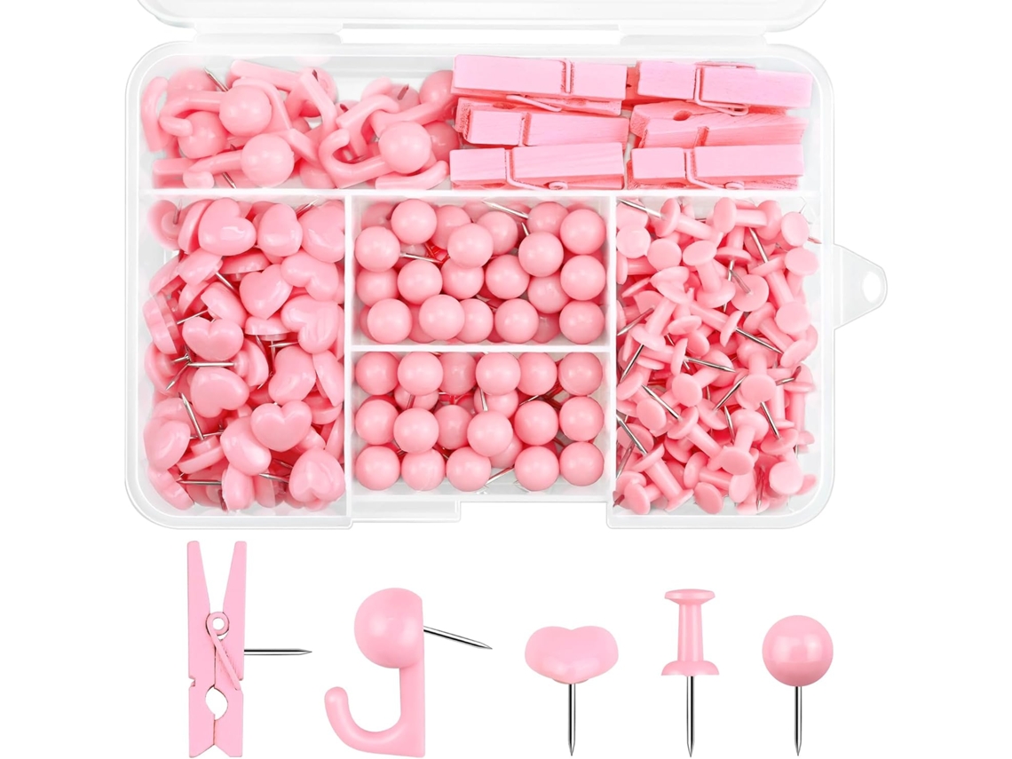 Conjunto De 260 Tachinhas Em 5 Modelos Rosa, Fofas