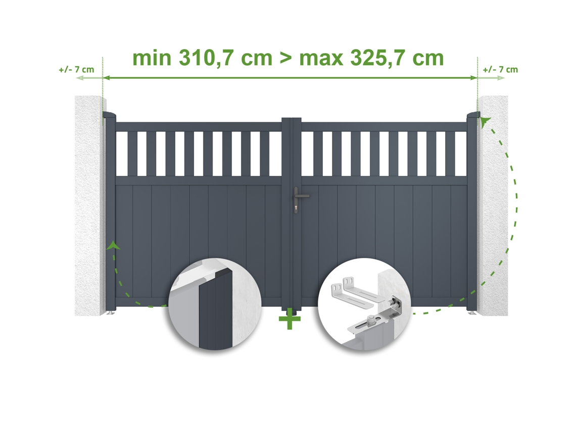 Portão De Batente Ajustável Largura 3m Santis H.160cm Alumínio Cinza Casanoov