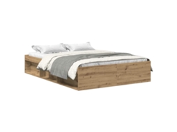 Bed Frame, Bed Frames Vidaxl Marrom Madeira Processada (140 X 190 Cm)