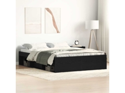Vidaxl Estrutura De Cama Sem Colchão, Carvalho Preto, 140x200 Cm, Madeira Engenheirada