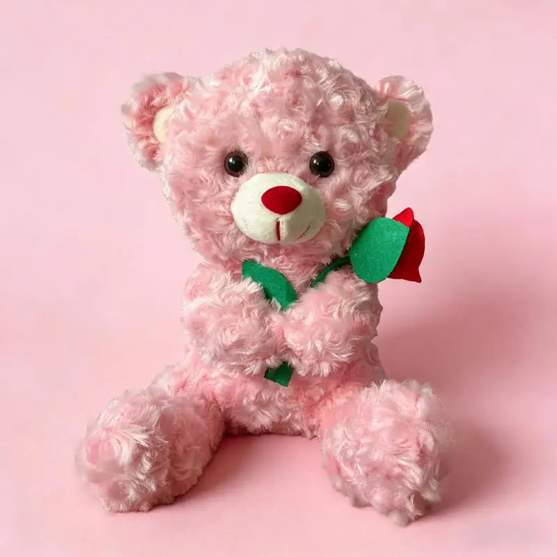 Urso de Pelúcia Fofo com Chapéu de Rosas, Estilo Anime de Desenho Animado MDUG (estilo B, 25 Cm)