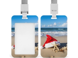 Porta Crachá À Prova D Água Com Papai Noel Na Praia E Estrela Do Mar, Com Janela Transparente Identificação,