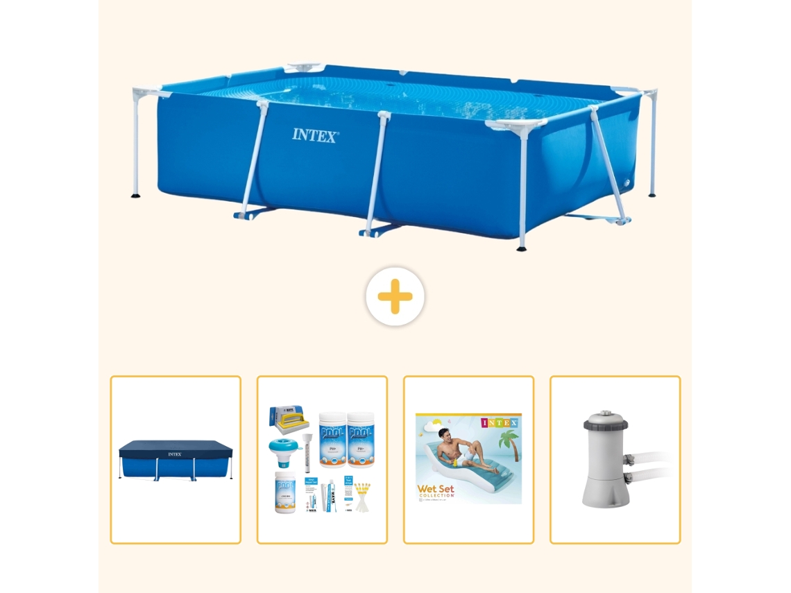 Intex Piscina Com Estrutura Retangular - 300x200x75 Cm - 5-peças S172