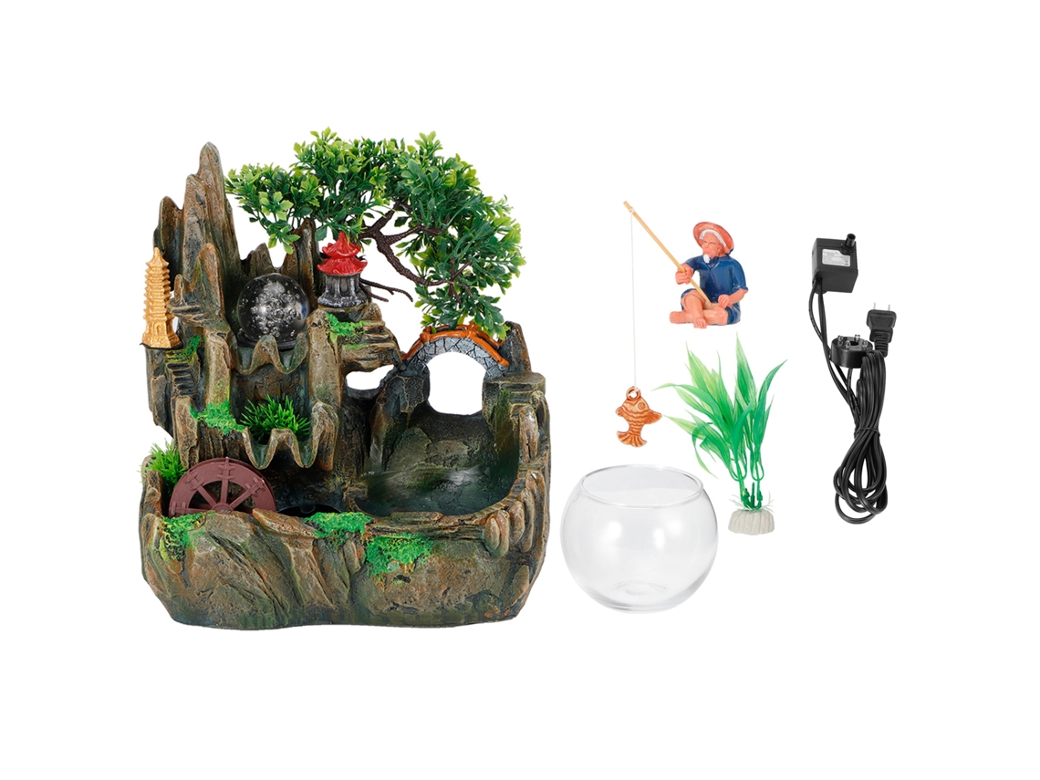 Laxiscreed Fonte De Água De Mesa Led Com Peixes E Esferas Para Casa E Escritório, 110-120v