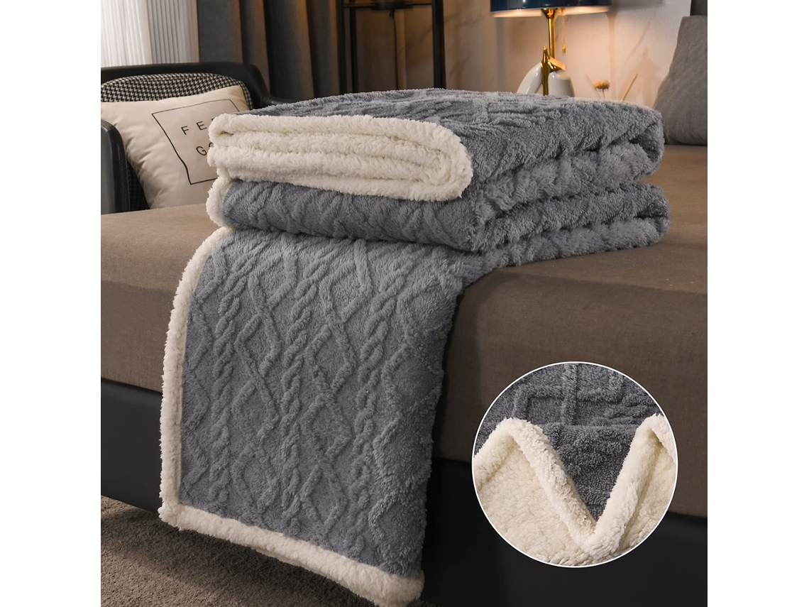 Cobertor Aconchegante 100 X 150 Cm Cinza Branco Fofo Extra Macio E Quente Flanela Cobertor De Lã, Como Cobertor De Sofá, Cobertor-aquaforge