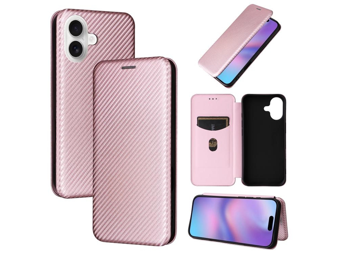 Capa Para Iphone 17 Em Couro Com Textura De Fibra De Carbono