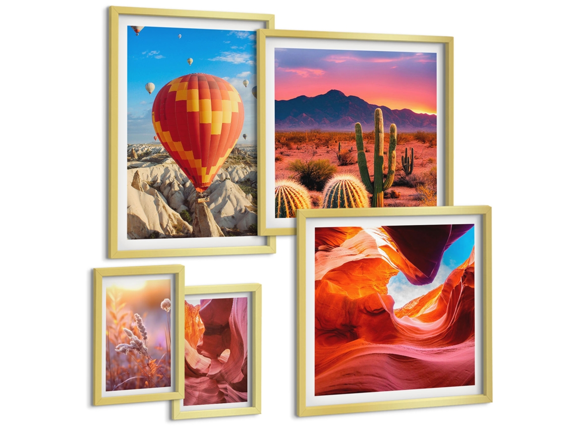 Conjunto De Pinturas Deserto Balões Espelharte (5 Peças)