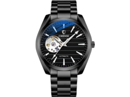 Lurelia Relógio Mecânico Masculino, Automático, Luminoso, Aço Inoxidável, Abs, Preto