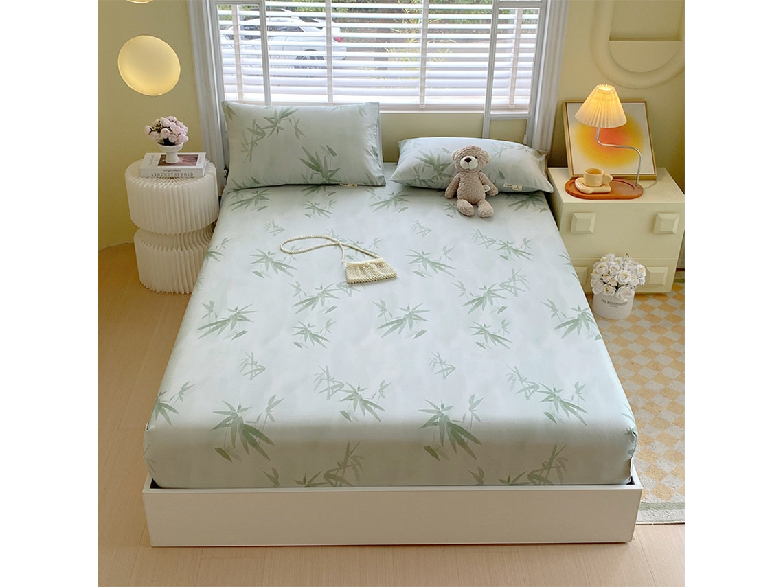 Lençol Elástico, 120*200cm, Tecido De Algodão Cru, Bolso Profundo De 30cm, Estilo Casa De Campo,para Meninas E Mulheres. Sombra De Bambu Hexinyigjly