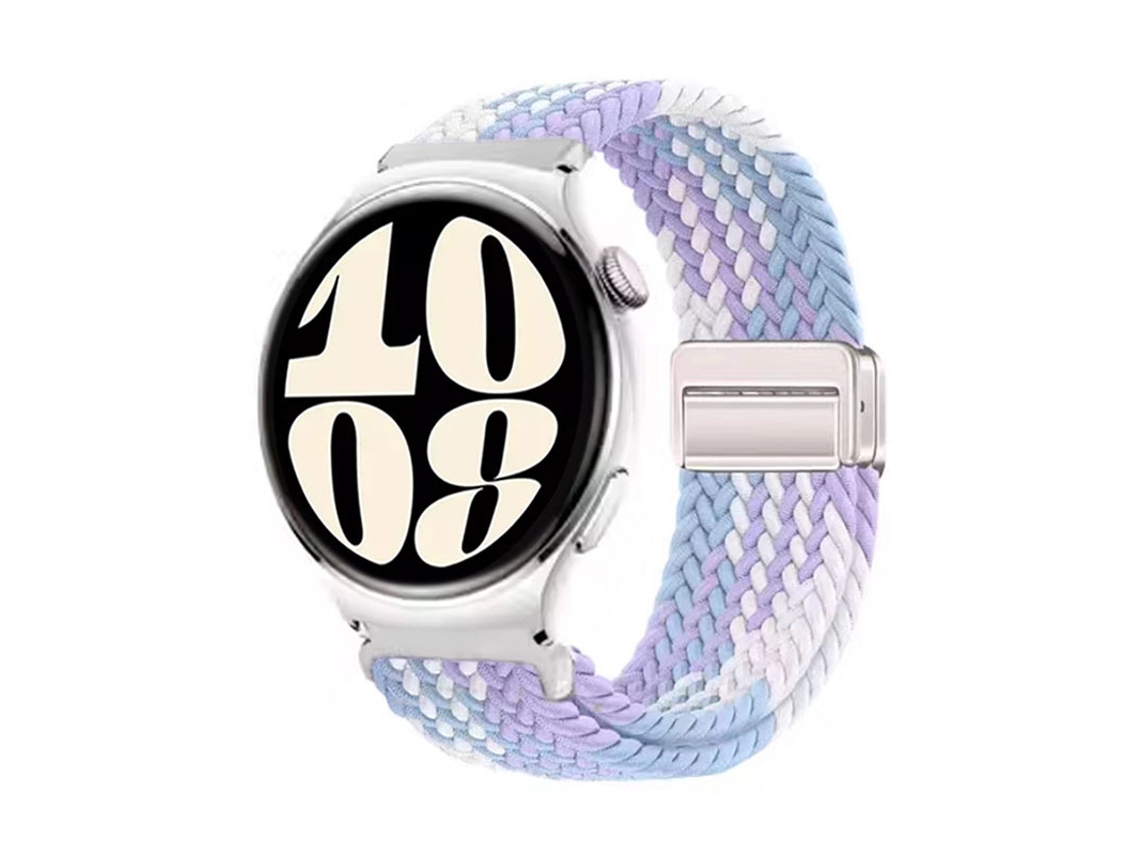 Pulseira GT6 em Nylon Trançado com Data Magnética, Compatível com Huawei Watch 5, Samsung Watch 7, Xiaomi Watch S4 E