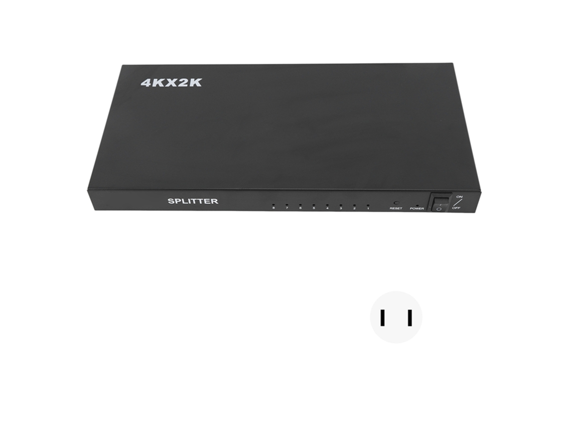 Divisor de Vídeo e Áudio 4k Hd, 1 Entrada, 8 Saídas, Dvd, Stb, Jogos S/MARCA