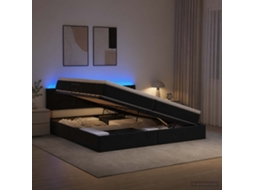 Vidaxl Cama De Armazenamento Led Com Colchão Preto 200 X 200 Cm Veludo