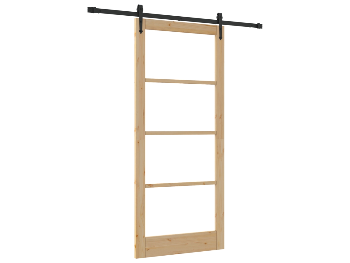 Conjunto 1 Porta Deslizante Vidaxl Castanho Madeira De Pinho Maciça (93 X 211 Cm)