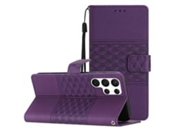 Capa De Couro Com Estampa De Diamante E Cordão Para Samsung Galaxy S22 Ultra 5g