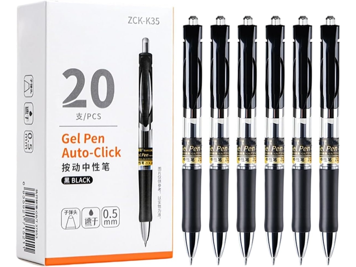 Caneta de Tinta Gel Retrátil com Ponta de 0,5 Mm, Secagem Rápida, Preta para SFUSHOS