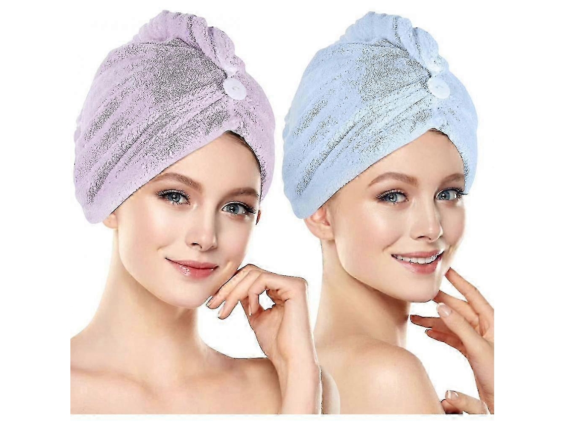 Pacote Com 2 Toalhas De Microfibra Com Botes, Super Absorventes E De Secagem Rpida Para Cabelo Eru Nostalgia88