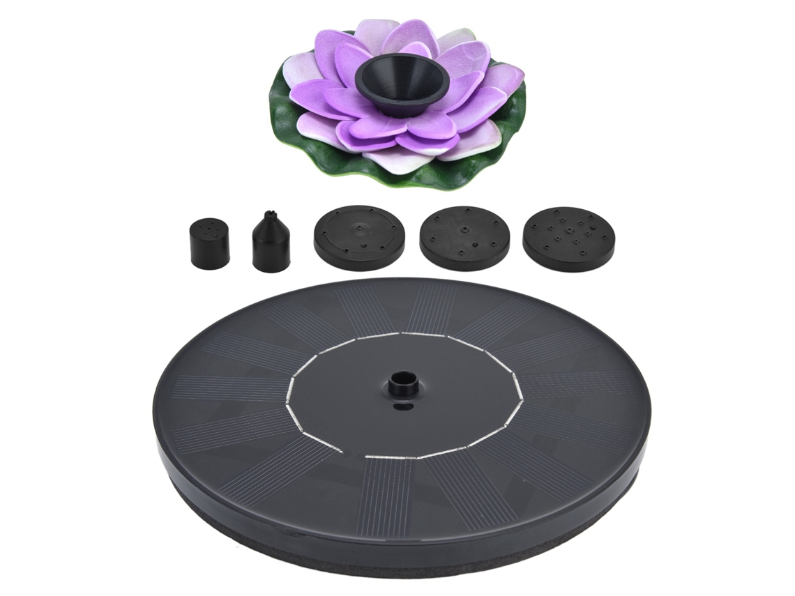 Bomba de fonte solar lotus flutuante pequena para banhos de pássaros jardim lago piscina exterior com 4 estilos de jato