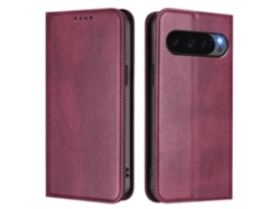 Capa Tipo Carteira Para Google Pixel 9 Com Textura Retrô E Bloqueio Rfid Em Couro