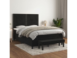 Cama Com Molas/colchão 140x190 Cm Veludo Preto