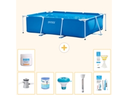 Piscina com Estrutura Retangular 220x150x60 Cm 8 peças S22343 INTEX
