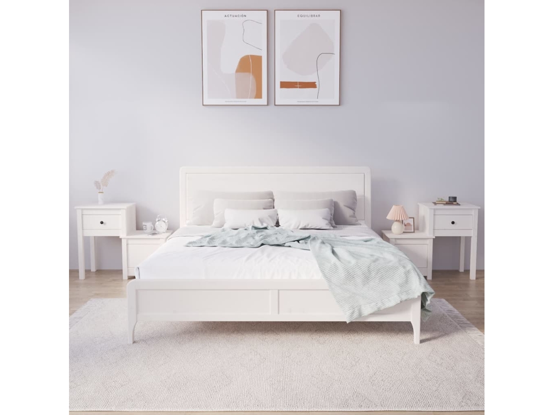 Vidaxl Mesas De Cabeceira 2 Pcs 79,5x38x65,5 Cm Pinho Maciço Branco