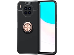 Capa Lite Proteção Graus Anel para Honor, Huawei Honor 50 Lite HONGWE. Vidro Temperado com Anel de Suporte Preto